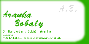 aranka bobaly business card