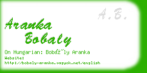 aranka bobaly business card